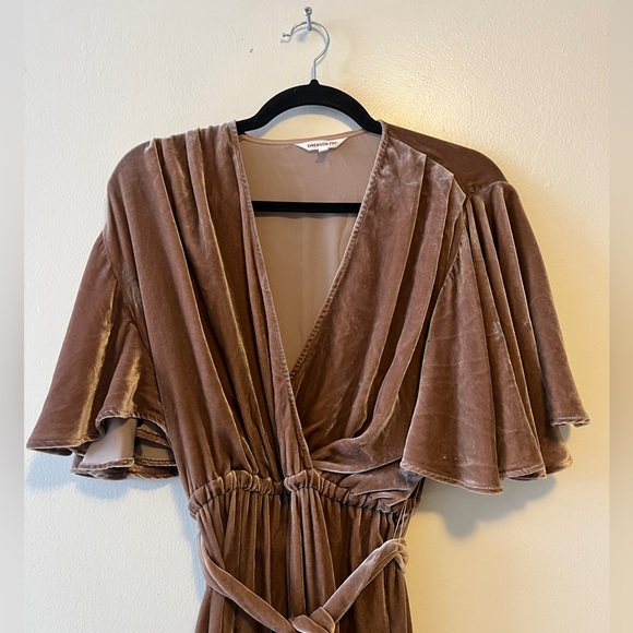 EMERSON FRY LILA DRESS - CHESTNUT SILK VELVET SIZE XS - Picture 7 of 12